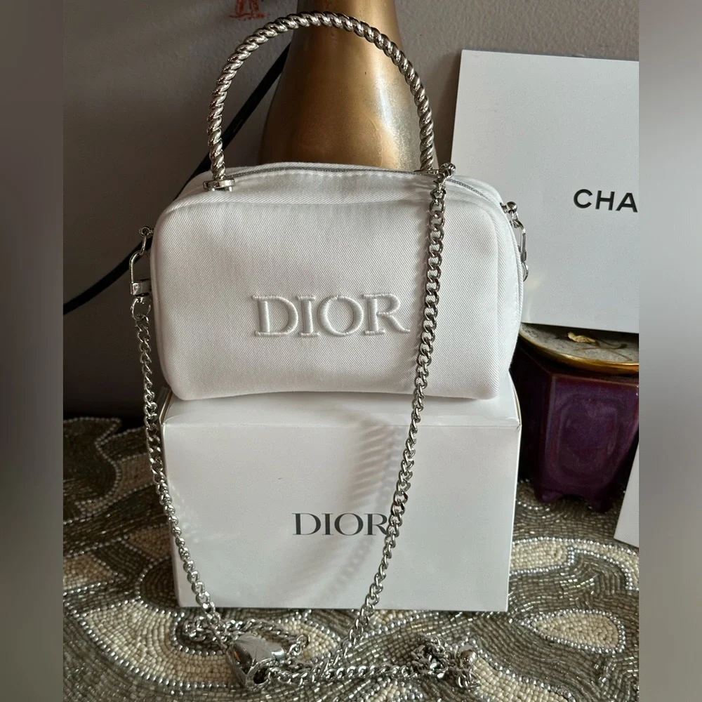 Dior NWOT Beauty White Denim Cosmetic Bag in crossbody bag new - Picture 7 of 16